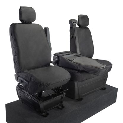 Picture of UK Custom Covers Vauxhall Movano Seat Covers Cotton-Backed PU (2010-2022) - Front With Folding Middle Seat & Split Passenger Base | SC669B