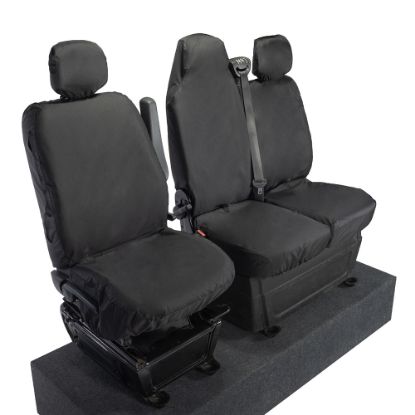Picture of UK Custom Covers Vauxhall Movano Seat Covers Cotton-Backed PU (2010-2022) - Front With Folding Middle Seat & Split Passenger Base | SC669B