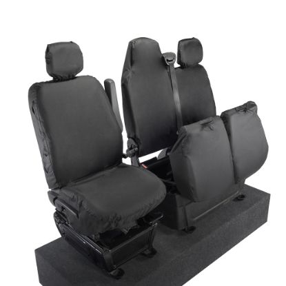 Picture of UK Custom Covers Vauxhall Movano Seat Covers Cotton-Backed PU (2010-2022) - Front With Folding Middle Seat & Split Passenger Base | SC669B
