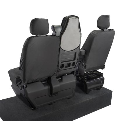 Picture of UK Custom Covers Vauxhall Movano Seat Covers Cotton-Backed PU (2010-2022) - Front With Folding Middle Seat & Split Passenger Base | SC669B