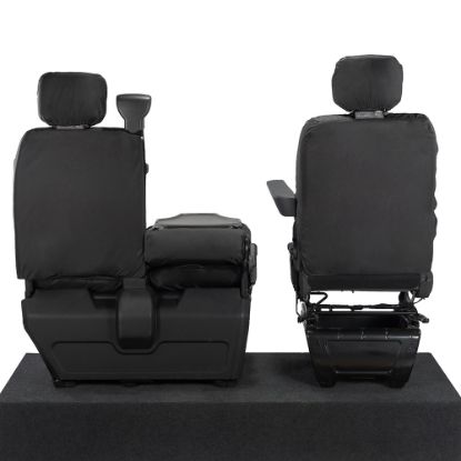Picture of UK Custom Covers Vauxhall Movano Seat Covers Cotton-Backed PU (2010-2022) - Front With Folding Middle Seat & Split Passenger Base | SC669B