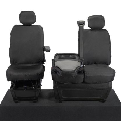 Picture of UK Custom Covers Vauxhall Movano Seat Covers Cotton-Backed PU (2010-2022) - Front With Folding Middle Seat & Split Passenger Base | SC669B