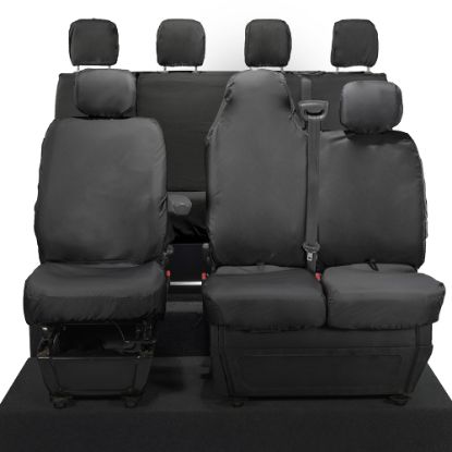 Picture of UK Custom Covers Vauxhall Movano Seat Covers Cotton-Backed PU (2010-2022) - Front & Rear With Folding Middle Seat & Split Passenger Base | SC669B-416B