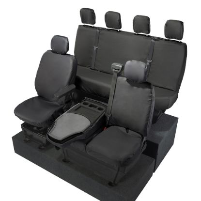 Picture of UK Custom Covers Vauxhall Movano Seat Covers Cotton-Backed PU (2010-2022) - Front & Rear With Folding Middle Seat & Split Passenger Base | SC669B-416B