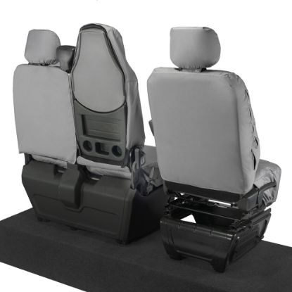 Picture of UK Custom Covers Vauxhall Movano Seat Covers Cotton-Backed PU (2010-2022) - Front With Folding Middle Seat & Split Passenger Base - Grey | SC669G