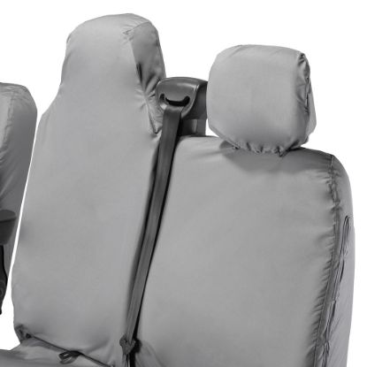 Picture of UK Custom Covers Vauxhall Movano Seat Covers Cotton-Backed PU (2010-2022) - Front With Folding Middle Seat & Split Passenger Base - Grey | SC669G
