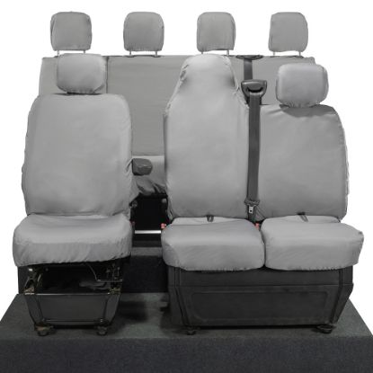 Picture of UK Custom Covers Vauxhall Movano Seat Covers Cotton-Backed PU (2010-2022) - Front & Rear With Folding Middle Seat & Split Passenger Base - Grey | SC669G-416G