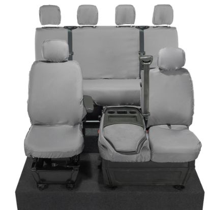 Picture of UK Custom Covers Vauxhall Movano Seat Covers Cotton-Backed PU (2010-2022) - Front & Rear With Folding Middle Seat & Split Passenger Base - Grey | SC669G-416G