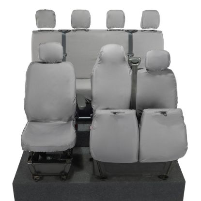 Picture of UK Custom Covers Vauxhall Movano Seat Covers Cotton-Backed PU (2010-2022) - Front & Rear With Folding Middle Seat & Split Passenger Base - Grey | SC669G-416G