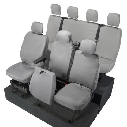 Picture of UK Custom Covers Vauxhall Movano Seat Covers Cotton-Backed PU (2010-2022) - Front & Rear With Folding Middle Seat & Split Passenger Base - Grey | SC669G-416G