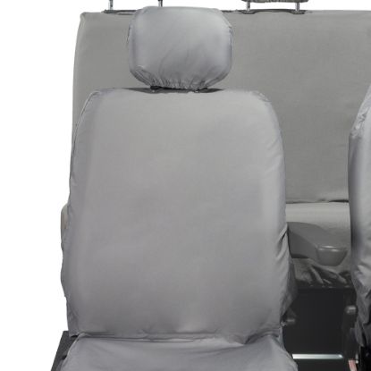 Picture of UK Custom Covers Vauxhall Movano Seat Covers Cotton-Backed PU (2010-2022) - Front & Rear With Folding Middle Seat & Split Passenger Base - Grey | SC669G-416G