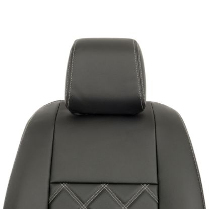 Picture of UK Custom Covers Vauxhall Vivaro Seat Covers Leatherette (2019 Onwards) Front Single/Double Split Passenger Base WITH Pull Down Tray - Double Diamond Bentley | SC806B