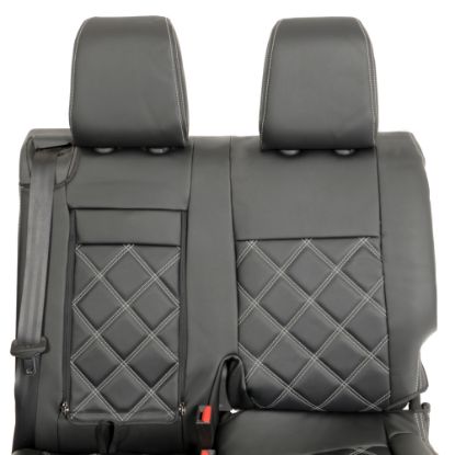 Picture of UK Custom Covers Vauxhall Vivaro Seat Covers Leatherette (2019 Onwards) Front Single/Double Split Passenger Base WITH Pull Down Tray - Double Diamond Bentley | SC806B