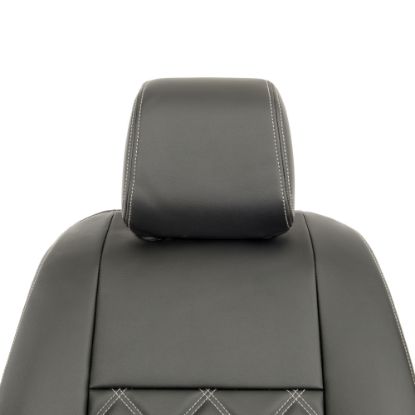 Picture of UK Custom Covers Vauxhall Vivaro Seat Covers Leatherette (2019 Onwards) Front Single/Double Split Passenger Base WITH Pull Down Tray - Double Diamond Bentley | SC806B