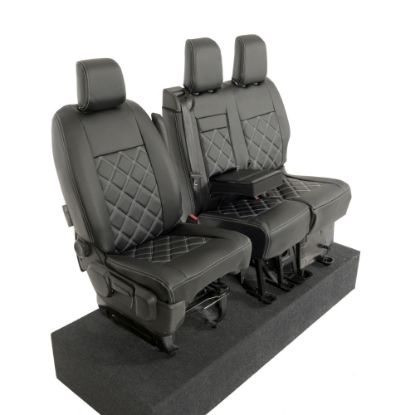 Picture of UK Custom Covers Vauxhall Vivaro Seat Covers Leatherette (2019 Onwards) Front Single/Double Split Passenger Base WITH Pull Down Tray - Double Diamond Bentley | SC806B