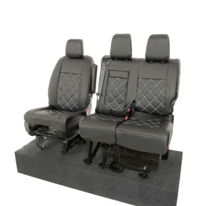 Picture of UK Custom Covers Vauxhall Vivaro Seat Covers Leatherette (2019 Onwards) Front Single/Double Split Passenger Base WITH Pull Down Tray - Double Diamond Bentley | SC806B