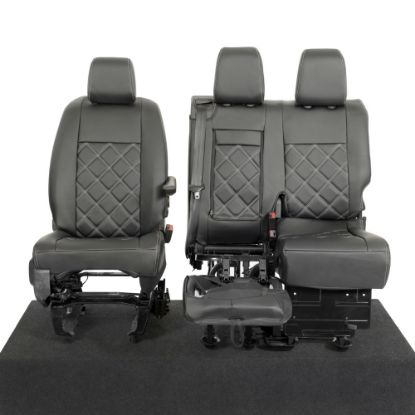 Picture of UK Custom Covers Vauxhall Vivaro Seat Covers Leatherette (2019 Onwards) Front Single/Double Split Passenger Base WITH Pull Down Tray - Double Diamond Bentley | SC806B