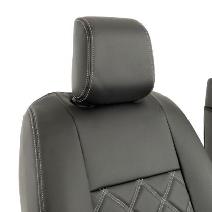 Picture of UK Custom Covers Vauxhall Vivaro Seat Covers Leatherette (2019 Onwards) Front Single/Double Split Passenger Base WITH Pull Down Tray - Double Diamond Bentley | SC806B