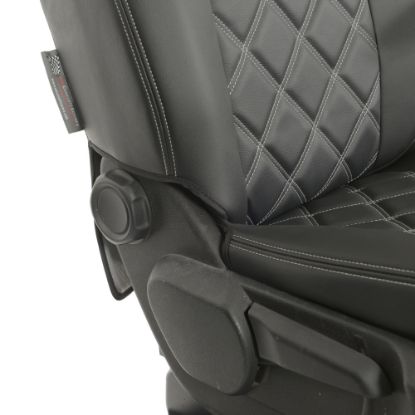 Picture of UK Custom Covers Vauxhall Vivaro Seat Covers Leatherette (2019 Onwards) Front Single/Double Split Passenger Base WITH Pull Down Tray - Double Diamond Bentley | SC806B