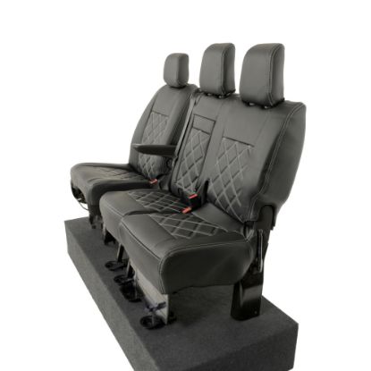 Picture of UK Custom Covers Vauxhall Vivaro Seat Covers Leatherette (2019 Onwards) Front Single/Double Split Passenger Base WITH Pull Down Tray - Double Diamond Bentley | SC806B