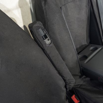 Picture of UK Custom Covers Vauxhall Movano Seat Covers Cotton-Backed PU (2022 Onwards) - Front With Pull Down Tray & No Split Passenger Seat | SC817B