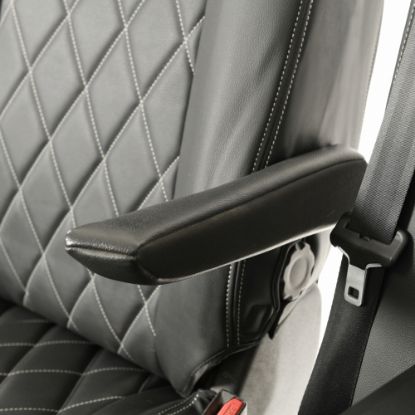Picture of UK Custom Covers Vauxhall Vivaro Seat Covers Leatherette (2019 Onwards) Front Single/Double Split Passenger Base WITH Pull Down Tray - Single Diamond Bentley | SC952B