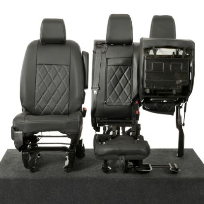 Picture of UK Custom Covers Vauxhall Vivaro Seat Covers Leatherette (2019 Onwards) Front Single/Double Split Passenger Base WITH Pull Down Tray - Single Diamond Bentley | SC952B