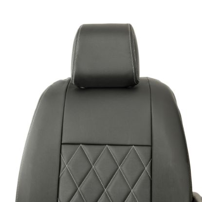 Picture of UK Custom Covers Vauxhall Vivaro Seat Covers Leatherette (2019 Onwards) Front Single/Double Split Passenger Base WITH Pull Down Tray - Single Diamond Bentley | SC952B