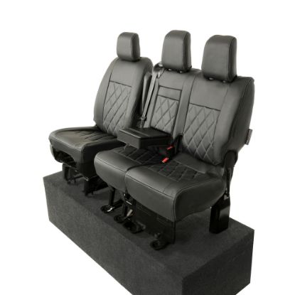Picture of UK Custom Covers Vauxhall Vivaro Seat Covers Leatherette (2019 Onwards) Front Single/Double Split Passenger Base WITH Pull Down Tray - Single Diamond Bentley | SC952B