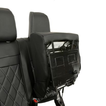 Picture of UK Custom Covers Vauxhall Vivaro Seat Covers Leatherette (2019 Onwards) Front Single/Double Split Passenger Base WITH Pull Down Tray - Single Diamond Bentley | SC952B