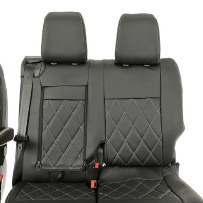 Picture of UK Custom Covers Vauxhall Vivaro Seat Covers Leatherette (2019 Onwards) Front Single/Double Split Passenger Base WITH Pull Down Tray - Single Diamond Bentley | SC952B