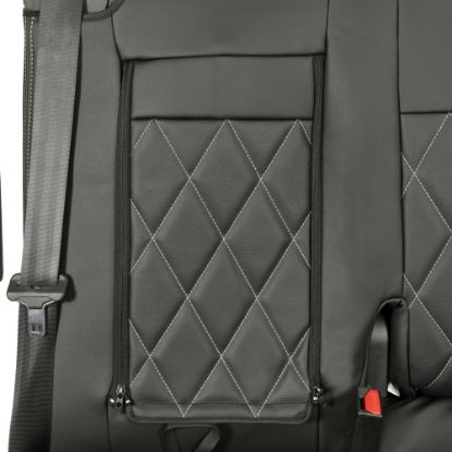 Picture of UK Custom Covers Vauxhall Vivaro Seat Covers Leatherette (2019 Onwards) Front Single/Double Split Passenger Base WITH Pull Down Tray - Single Diamond Bentley | SC952B