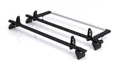 Rhino 2 KammBar Black Roof Bars with Roller Bundle for Fiat Doblo 2022-Onwards | L1 | H1 | Twin Rear Doors
