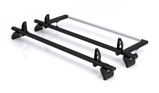 Rhino 2 KammBar Black Roof Bars with Roller Bundle for Fiat Doblo 2022-Onwards | L1 | H1 | Twin Rear Doors