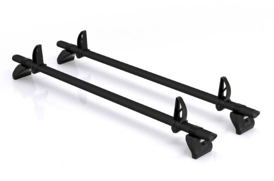 Picture of Rhino 2 KammBar Black Roof Bars with Roller Bundle for Fiat Doblo 2022-Onwards | L1 | H1 | Twin Rear Doors | GB2BA#BR37