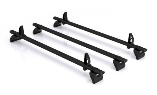 Picture of Rhino 3 KammBar Black Roof Bars with Roller Bundle for Peugeot Partner 2018-Onwards | L1 | H1 | Twin Rear Doors | GB3BA#BR37
