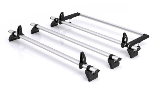 Rhino 3 Aluminium KammBar Pro Roof Bars with Roller Bundle for Vauxhall Combo 2018-Onwards | L2 | H1 | Twin Rear Doors
