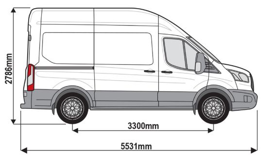 Picture of Rhino 2 KammBar Black Roof Bars with Roller Bundle for Ford Transit 2014-Onwards - No Rear Camera | L2 | H3 | Twin Rear Doors | TC2BA#BR32