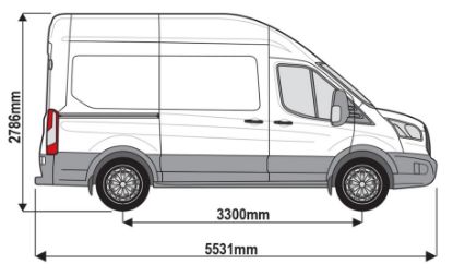 Picture of Rhino KammEdge Black Roof Rack 2.8m long x 1.6m wide for Ford Transit 2014-Onwards | L2 | H3 | Twin Rear Doors | LB649
