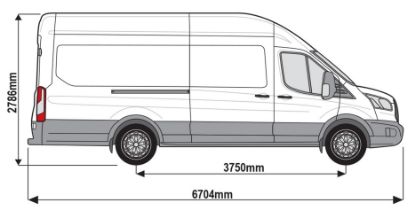 Picture of Rhino KammEdge Black Roof Rack 4.0m long x 1.6m wide for Ford Transit 2014-Onwards | L4 | H3 | Twin Rear Doors | LB628