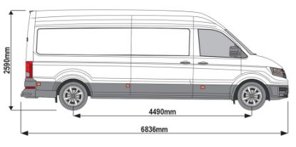 Picture of Rhino KammEdge Black Roof Rack 4.2m long x 1.6m wide  Fixed and T-Track for MAN TGE 2017-Onwards | L4 | H3 | Twin Rear Doors | LB667