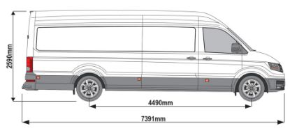 Picture of Rhino KammEdge Black Roof Rack 4.8m long x 1.6m wide - Fixed and T-Track for MAN TGE 2017-Onwards | L5 | H3 | Twin Rear Doors | LB670