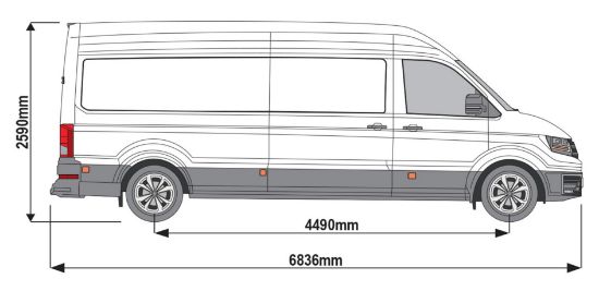 Picture of Rhino KammEdge Black Roof Rack 4.2m long x 1.6m wide  Fixed and T-Track for Volkswagen Crafter 2017-Onwards | L4 | H3 | Twin Rear Doors | LB667