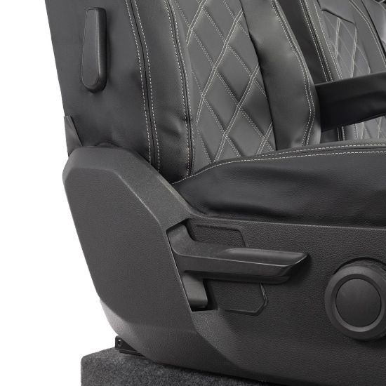 Picture of UK Custom Covers MAN TGE Front Seat Covers Double Diamond Bentley Stitch Leatherette (2017 Onwards) - Single/Double No Folding Middle Seat | SC1023B