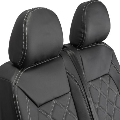 Picture of UK Custom Covers MAN TGE Front Seat Covers Double Diamond Bentley Stitch Leatherette (2017 Onwards) - Single/Double No Folding Middle Seat | SC1023B