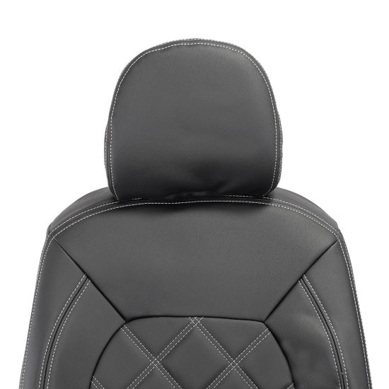 Picture of UK Custom Covers MAN TGE Front Seat Covers Double Diamond Bentley Stitch Leatherette (2017 Onwards) - Single/Double No Folding Middle Seat | SC1023B