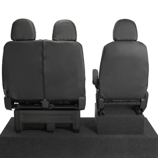 Picture of UK Custom Covers MAN TGE Front Seat Covers Double Diamond Bentley Stitch Leatherette (2017 Onwards) - Single/Double No Folding Middle Seat | SC1023B