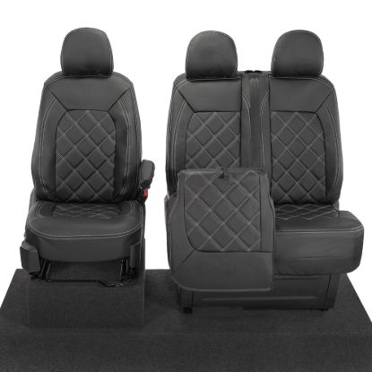 Picture of UK Custom Covers MAN TGE Front Seat Covers Double Diamond Bentley Stitch Leatherette (2017 Onwards) - Single/Double No Folding Middle Seat | SC1023B