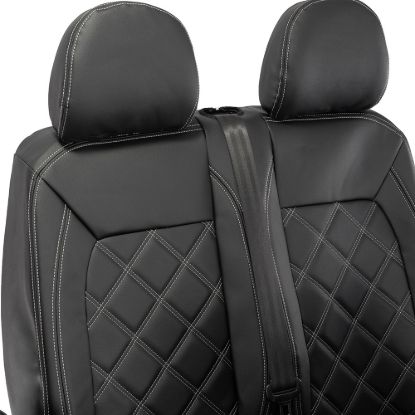 Picture of UK Custom Covers MAN TGE Front Seat Covers Double Diamond Bentley Stitch Leatherette (2017 Onwards) - Single/Double No Folding Middle Seat | SC1023B
