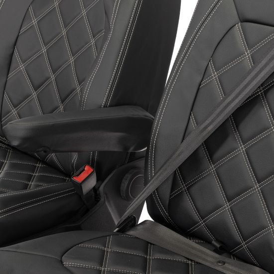 Picture of UK Custom Covers MAN TGE Front Seat Covers Double Diamond Bentley Stitch Leatherette (2017 Onwards) - Single/Double No Folding Middle Seat | SC1023B
